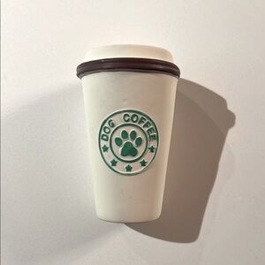 Dog Coffee Cup Squeaky Toy - White and Green
